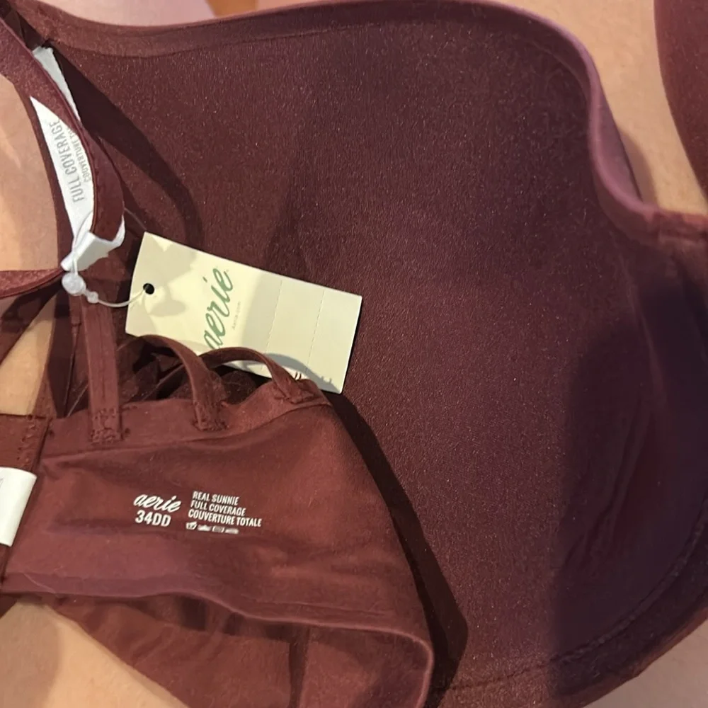 Aerie‎ Real Good Sunnie Bra Size 34DD Maroon NWT
